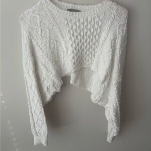 Forever 21 Cream Textured Knit Cropped Sweater